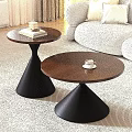 Modern Round Coffee Tables With Wooden Tabletop And Black Bases In Living Room Decor