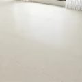 White Polished Floor Tiles In Bright Room With Window And Curtain
