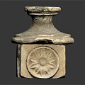 Vintage Stone Decorative Ornament with Sunflower Pattern Base and Lid for Home Decor