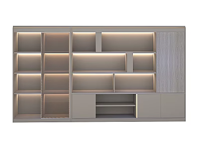 Elegant Modern File Cabinet With Multiple Storage Compartments LED Lighting And Wooden Finish 3d model