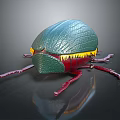 Beetle Shaped Future Architecture Featuring Green Carapace Yellow Details And Red Legs