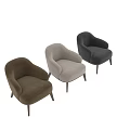 Gray Fabric Upholstered Accent Chair With Wooden Legs And Comfortable Armrests
