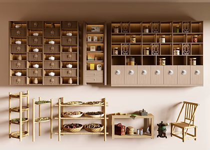 Chinese herbal medicine cabinet 3d model