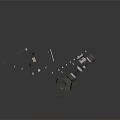 Disassembled Mechanical Equipment Components With Metal Screws And Black Parts