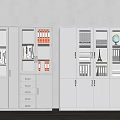 Modern White Bookcase With Glass Doors Storage Drawers Folders Books And Globe