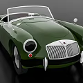 Green Vintage Convertible Car With Classic Front Grille And Round Headlights