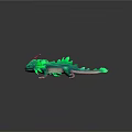 Vibrant Green Fantasy Creature With Pink Antennae And Feathery Frills On Dark Surface