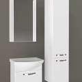 Modern White Bathroom Washbasin Vanity With Mirror And Storage Cabinet