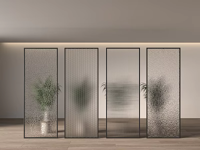 Modern glass partition glass Changhong glass 3d model