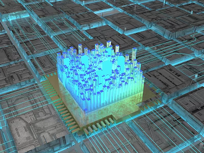 Advanced Semiconductor Chip Integrated Circuit With Detailed Microscopic Structure Design 3d model