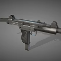 Tactical Submachine Gun With Metallic Barrel Grip And Adjustable Stock Design