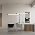 Modern Foyer Hallway With Light Brown Cabinets And Dark Door