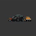 Colorful Cartoon Style Cars With Various Designs Parked On Gravel Parking Lot Surface