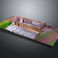 Detailed Ancient Architecture Model Featuring Weathered Stone Walls Stone Paving And Green Grass