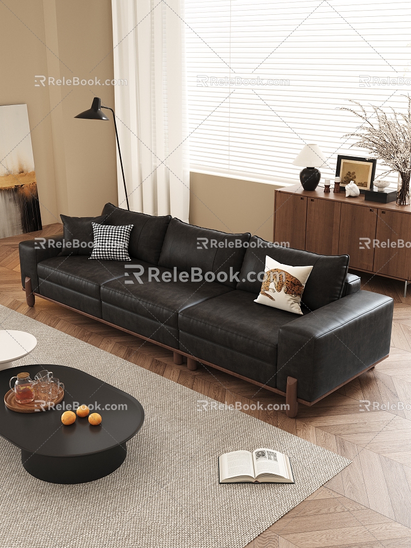 Multi-person sofa coffee table combination 3d model