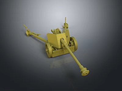 Vintage Cannon 3D Model with Wheels Carriage and Long Barrel 3d model