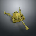 Vintage Cannon 3D Model with Wheels Carriage and Long Barrel