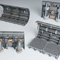 Industrial Style Scene Components With Gray Metal Pipes Grid Floors And Control Panels