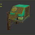 Turquoise Electronic Device With Circular Fan Heat Sink And Metal Stand