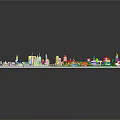 Cartoon Scene Model With Colorful Buildings Roads Green Areas And City Layout