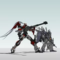 Intelligent Robotic Machines With Red White Gray Purple Armor And Long Weapons