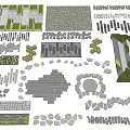 Various Garden Stepping Stone Designs With Natural Stone Slabs And Greenery