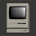 Vintage Macintosh Plus Computer Featuring White Case And Classic Display Screen 3d model