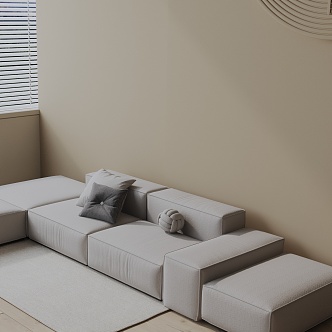 Modern three-seat sofa 3d model