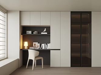 Modern desk integrated wardrobe 3d model