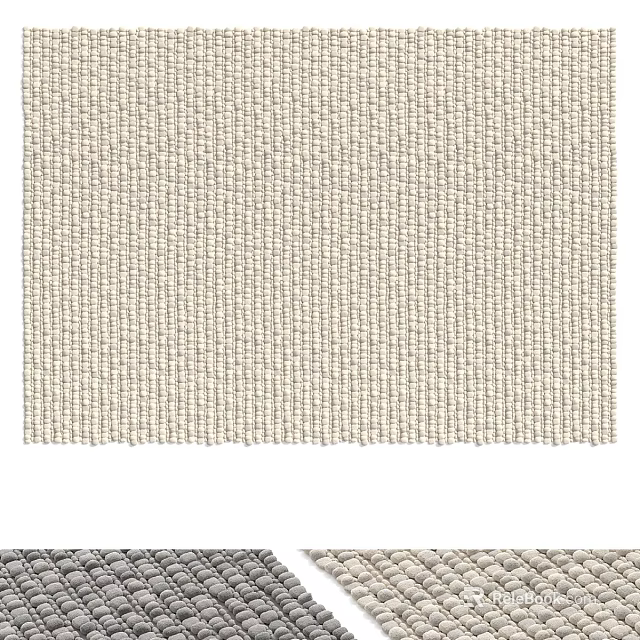 Square Woven Carpet In Light Beige With Textured Pattern For Home Decoration 3d model 