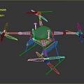 Quadcopter Drone With Blue And White Body Landing Gear And Propellers