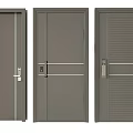 Modern Stylish Hinged Doors With Various Panel Designs And Secure Lock Handles 3d model