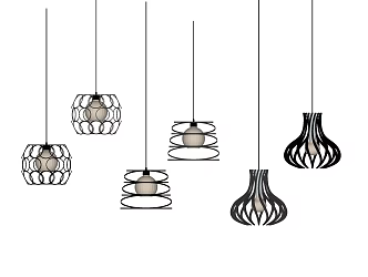 Modern Chandelier Simple Metal Small Chandelier Carriage 3d model