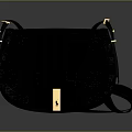 Elegant Saddle Shaped Crossbody Bag With Crocodile Texture And Golden Hardware