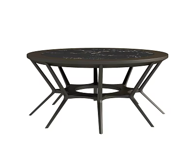 Modern Round Coffee Table With Dark Marble Top And Metal Frame Contemporary Design 3d model