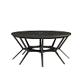 Modern Round Coffee Table With Dark Marble Top And Metal Frame Contemporary Design