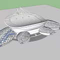 Modern Architectural Design With Unique Curved And Domed Roofs Featuring Solar Panels 3d model
