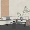 Modern Multiplayer Sofa Curved Sofa 3d model