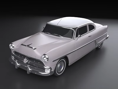 Classic Vintage Silver Sedan Car With Streamlined Design Chrome Grille And Retro Headlights 3d model