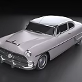 Classic Vintage Silver Sedan Car With Streamlined Design Chrome Grille And Retro Headlights