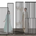 Modern partition glass screen partition 3d model