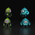 Game And Movie Monster Characters With Big Eyes And Colorful Designs