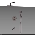 Modern Shower System With Overhead Handheld Showerhead Control Knob And Faucet 3d model