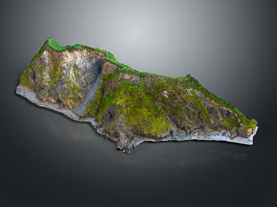 Isolated Natural Mountain Landscape with Lush Green Vegetation and Rocky Cliffs 3d model