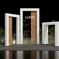 Outdoor Photo Spot With White Frames Logo Display Green Plants And Misty Trees