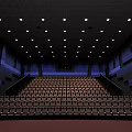 Modern Cinema Interior With Stadium Style Seats And Ceiling Lights 3d model