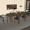 Quiet Chinese and Ancient Style Dining Table and Chair Combination Quiet Style Dining Table and Chair Chinese and Ancient Style Dining Table and Chair Sideboard 3d model