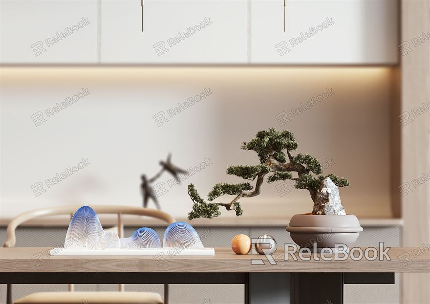 New Chinese Bonsai Pine Tree Ornaments Combination model