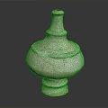 Antique Clay Sculpture Carving With Round Body Crackled Texture And Layered Neck