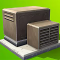 Outdoor Air Conditioner Fan Unit With Metallic Body Control Buttons And Stable Base Connected Pipe